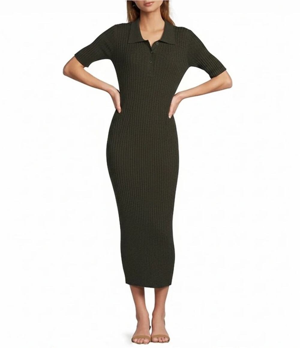 Antonio Melani Charlee Collar Neck Short Sleeve Bodycon Midi Dress Size L